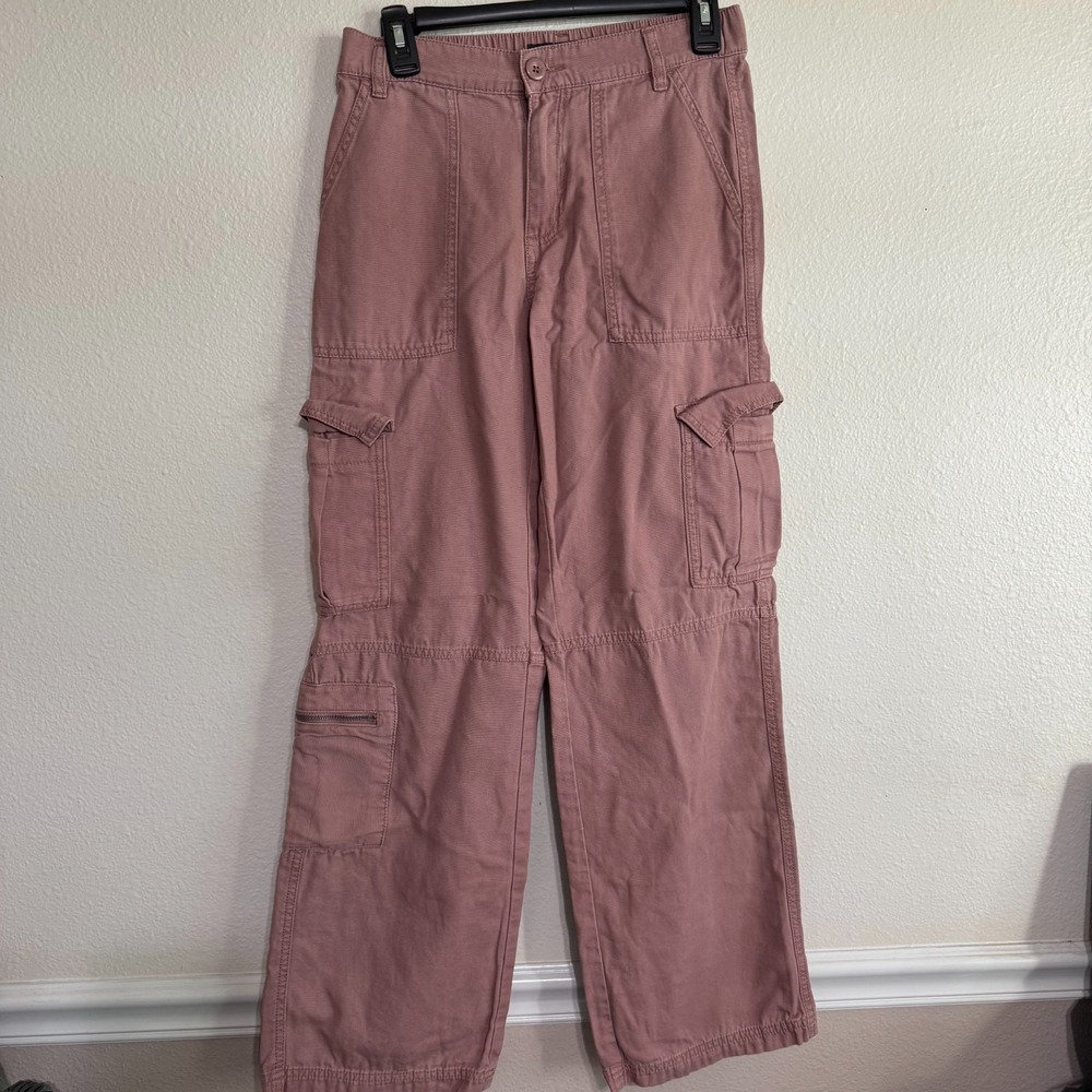 Aéropostale Utility Cargo Women's XS Dusty Rose Cotton Mid-Rise Straight Zipper